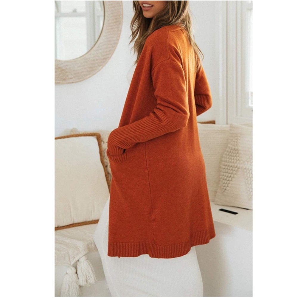 Open Front Draped Lightweight Knitted Cardigan - Picture 2 of 7